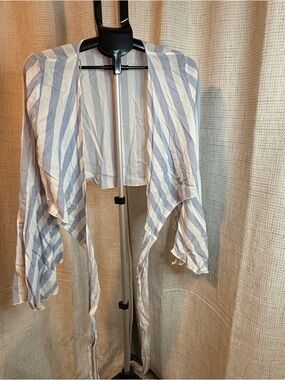 J.Roberts Light Blue & White Striped Over Shirt